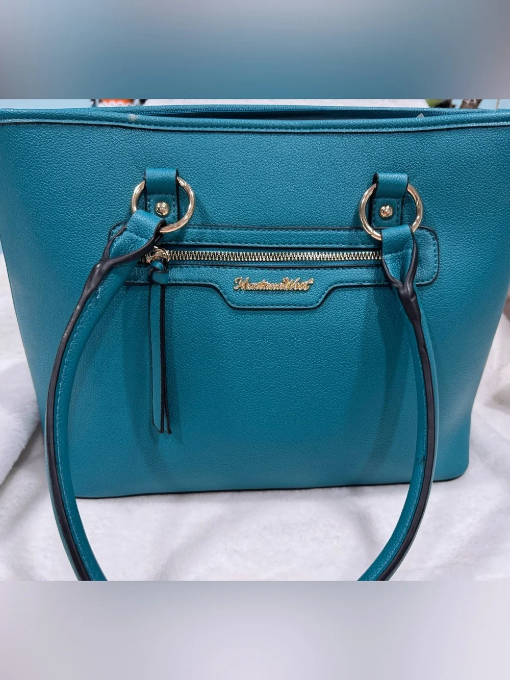 NWOT-Montana West Teal Tote Bag with Gold Accents